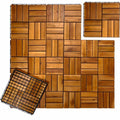 Interlocking Deck Tile Outdoor All Weather 10 Sq Ft - 12x12" Acacia Wood Patio Tiles Indoor Floor - Balcony Decorations for Apartment - Wooden Patio Flooring Planks Outdoor Waterproof