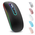 cimetech M01 Wireless Bluetooth Dual Mode Mouse, [1 Mouse for 2 Devices] [Ultra-low Decibel Click], Rechargeable Ultra Slim LED Sleek Mouse, Plug and Play for iPad Mac Laptop Tablet PC Window Rosegold