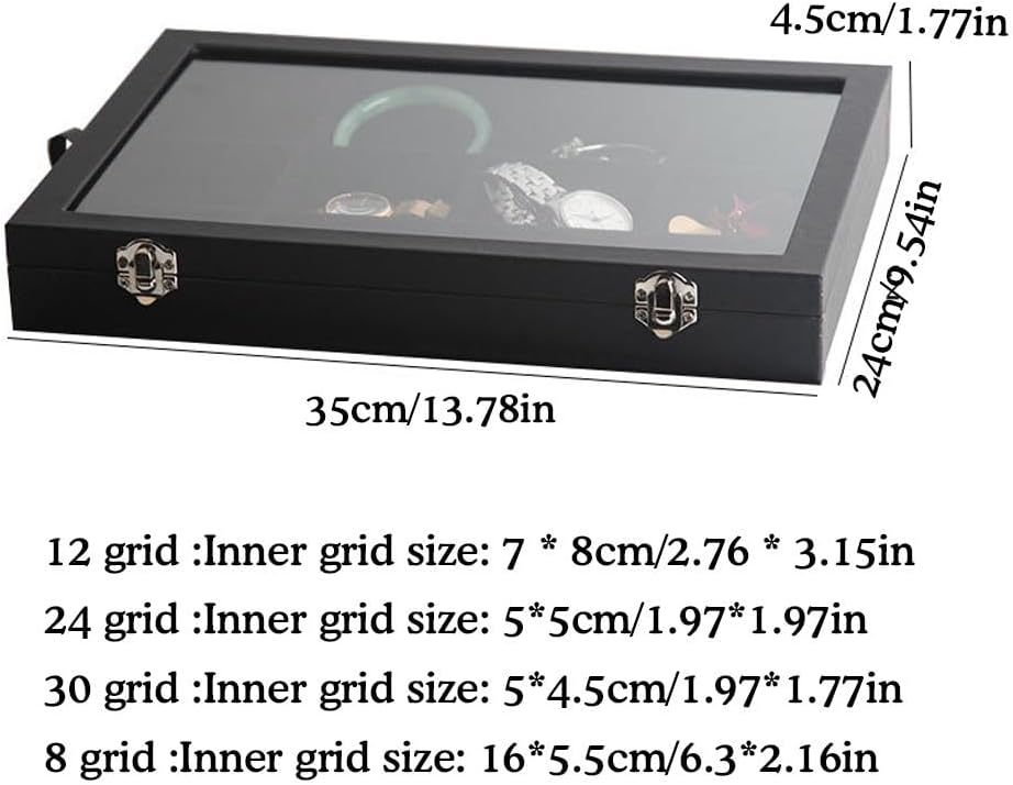 Sunglass Storage Organizer with Clear Lid, 8 Slot Lockable Case Y248