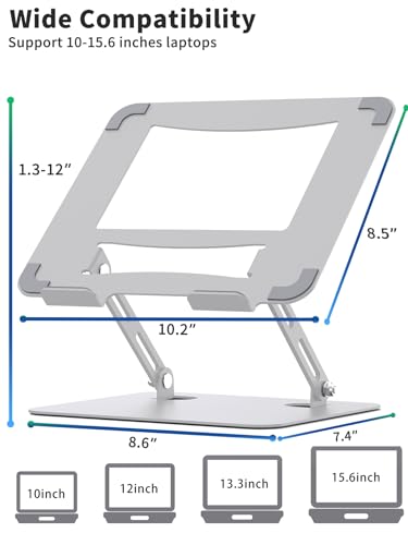 SOUNDANCE Laptop Stand for Desk, Adjustable Height, Ergonomic Metal Riser, Black W5708