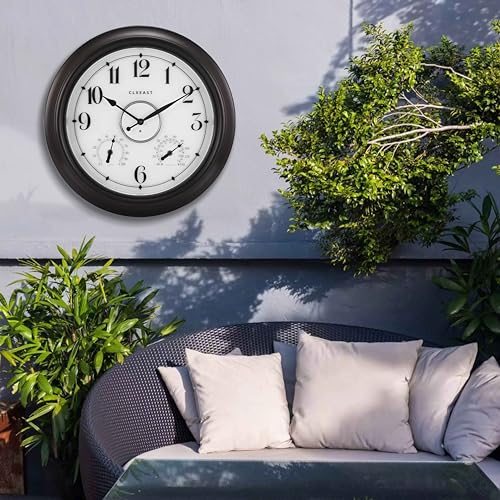 Illuminated Outdoor Clock 18 inch Waterproof with Thermometer & Hygrometer F126019