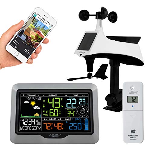 La Crosse Technology Professional Smart Wi-Fi Weather Station with Remote Monitoring (400 Foot Range), Wind and Rain Gauges, Temperature and Humidity Sensors, and Forecasting - V42-PRO-INT