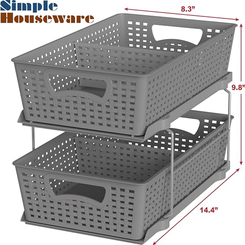 Simple Houseware 2 Tier Pull-Out Bathroom Organizer Tray, Brown B366917