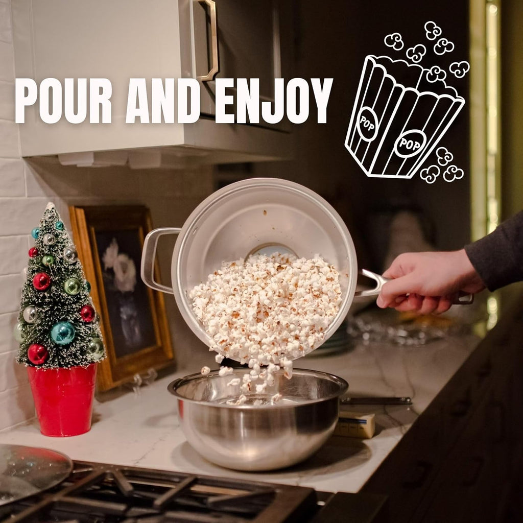 Stovetop Popcorn Popper Pan, No-Shake No-Stir J700949