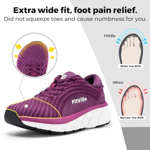 FitVille Women's Wide Toe Box Breathable Running Shoes M586