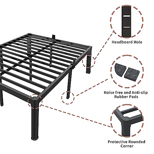 ROIL 12 inch California King Bed Frame Metal Platform with Headboard Hole S16036