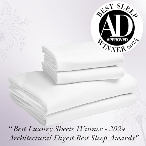California Design Den 1000 Thread Count Queen Sheet Set, 100% Cotton Sateen, 4 Piece, White F3076