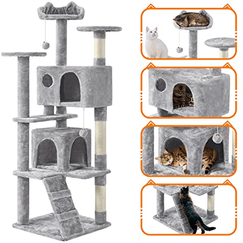 Yaheetech 54in Cat Tree Tower Condo Furniture with Scratch Post Y196