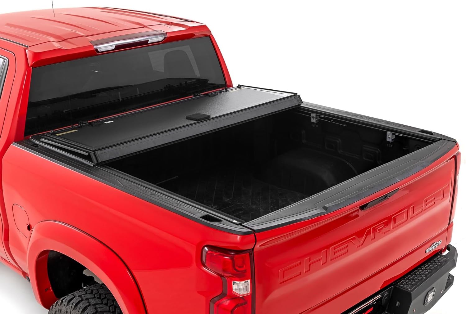 Rough Country Hard Tri Fold Truck Bed Cover for Chevy Silverado 1500 / GMC Sierra 1500 (2019-2024) Y49826