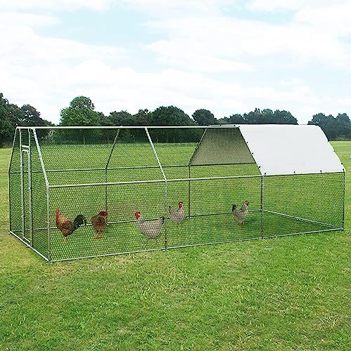 LEMBERI Large Chicken Coop Walk-in Poultry Cage with Waterproof Cover T233