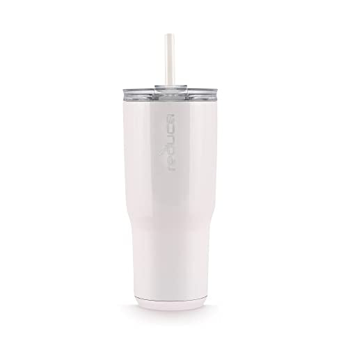 REDUCE Cold1 24 oz Tumbler with Lid and Straw - Dual-Wall Vacuum Insulated Stainless Steel Tumbler - Keeps Drinks Cold up to 24 Hours - Inner Ounce Markings to Track Hydration - OG Sand