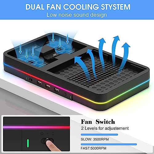 KEPLUG Dual Cooling Fan and Charger Stand for Xbox Series X/S with RGB LED Light F8212