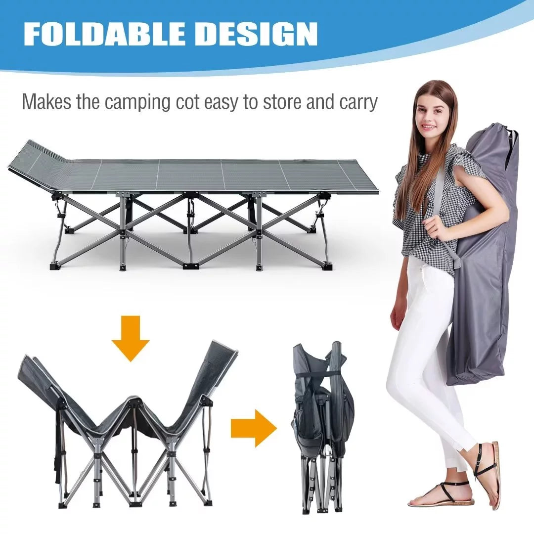 Docred 2 Pack Folding Cot Camping Bed, Heavy Duty Portable with Carry Bag L8382