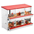 Nesting Boxes for Chickens, 6 Compartment Roll Out Away Chicken Nesting Boxes for Laying Eggs, Nesting Gift Boxes for Hens Duck Poultry, Metal Heavy Duty Chicken Coop with Perch