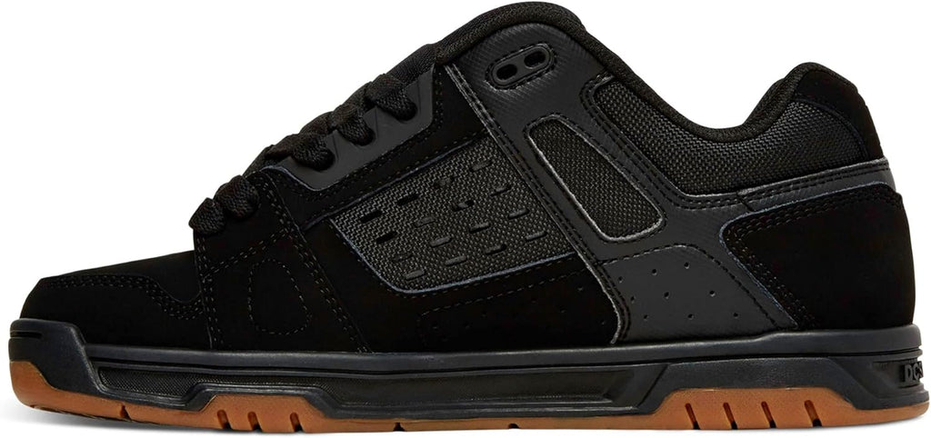DC Men's Stag Low Top Skate Shoe, Black/Gum, 11 D US
