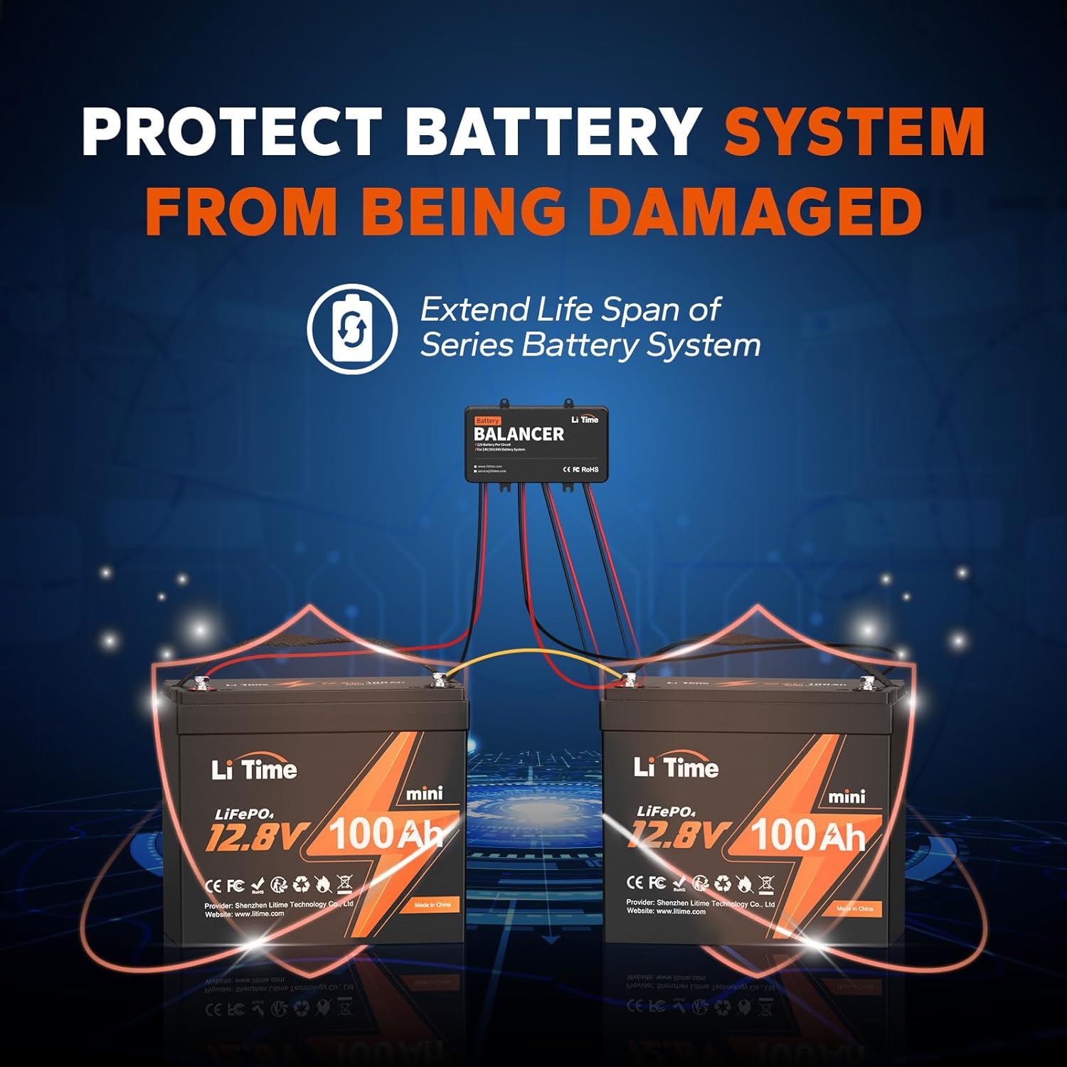 LiTime 48V Battery Equalizer Active Balancer for LiFePO4, Lead Acid, RV, Solar Y9302
