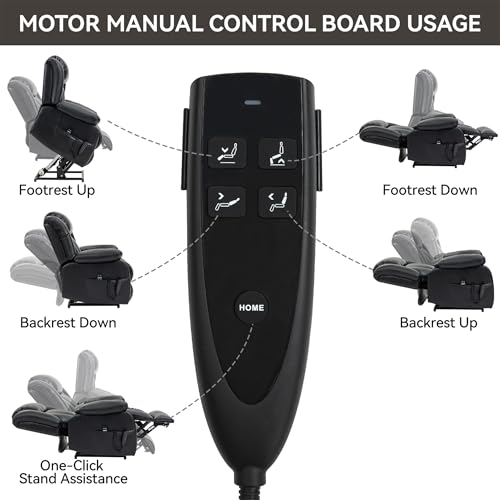 Dual Motor Electric Power Lift Recliner Chair with Vibration Massage, Genuine Leather, Black A6501