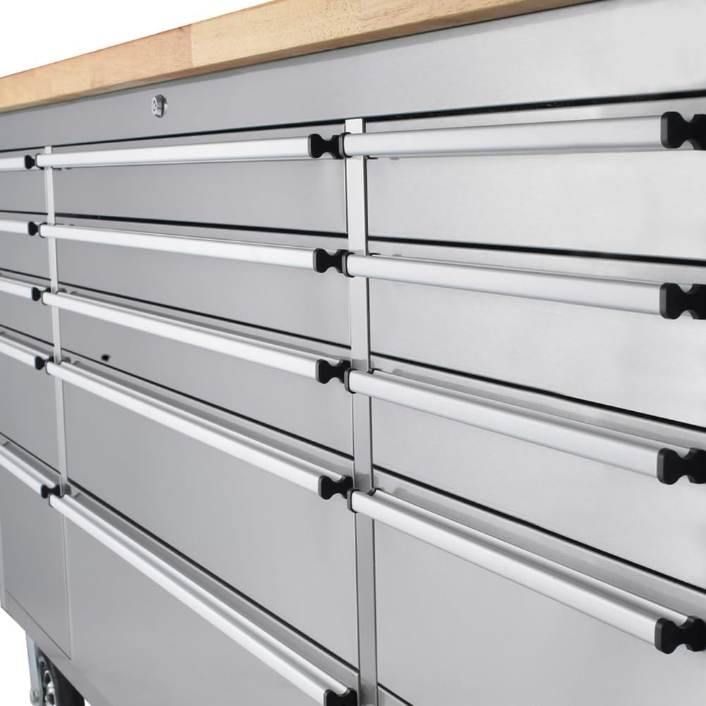 72-inch Stainless Steel Tool Chest with Wheels, 15 Drawers Rolling Cabinet Q185611