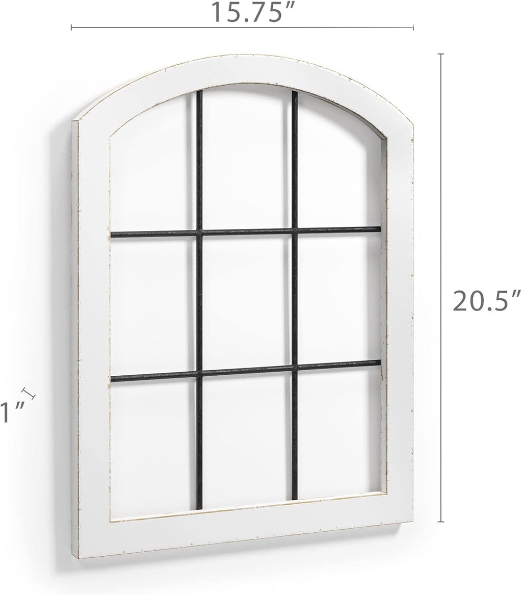 Barnyard Designs Rustic Wood and Metal Farmhouse Window Frame Wall Decor, White (2) Y11073