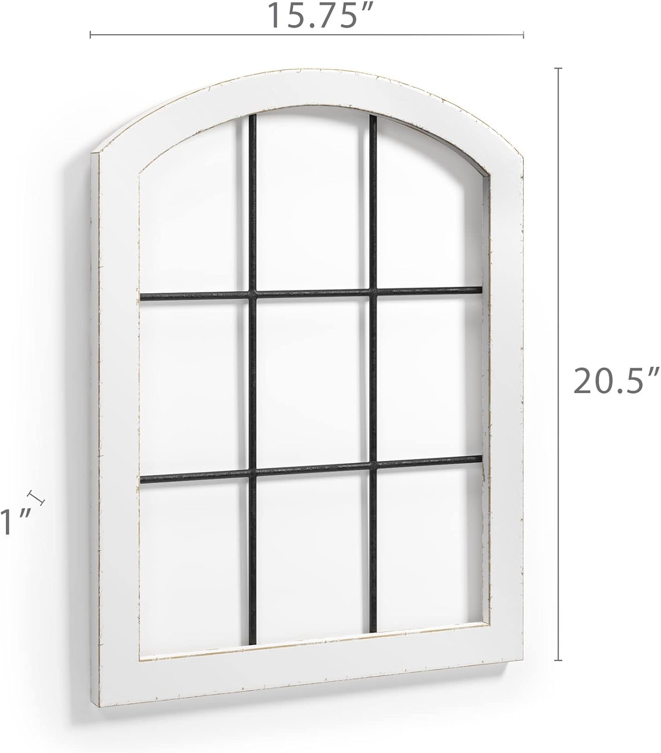 Barnyard Designs Rustic Wood and Metal Farmhouse Window Frame Wall Decor, White (2) Y11073