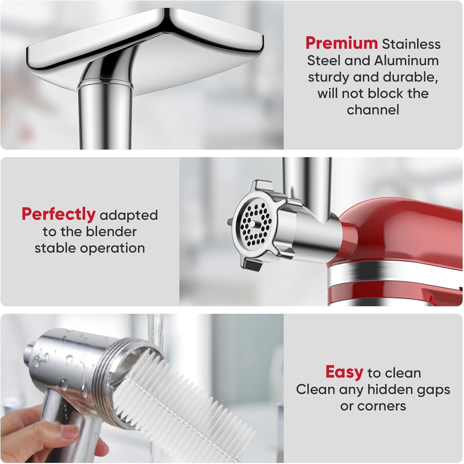Meat Grinder Attachment for Kitchenaid Stand Mixers with 4 Plates, 3 Tubes, 2 Blades Y133519