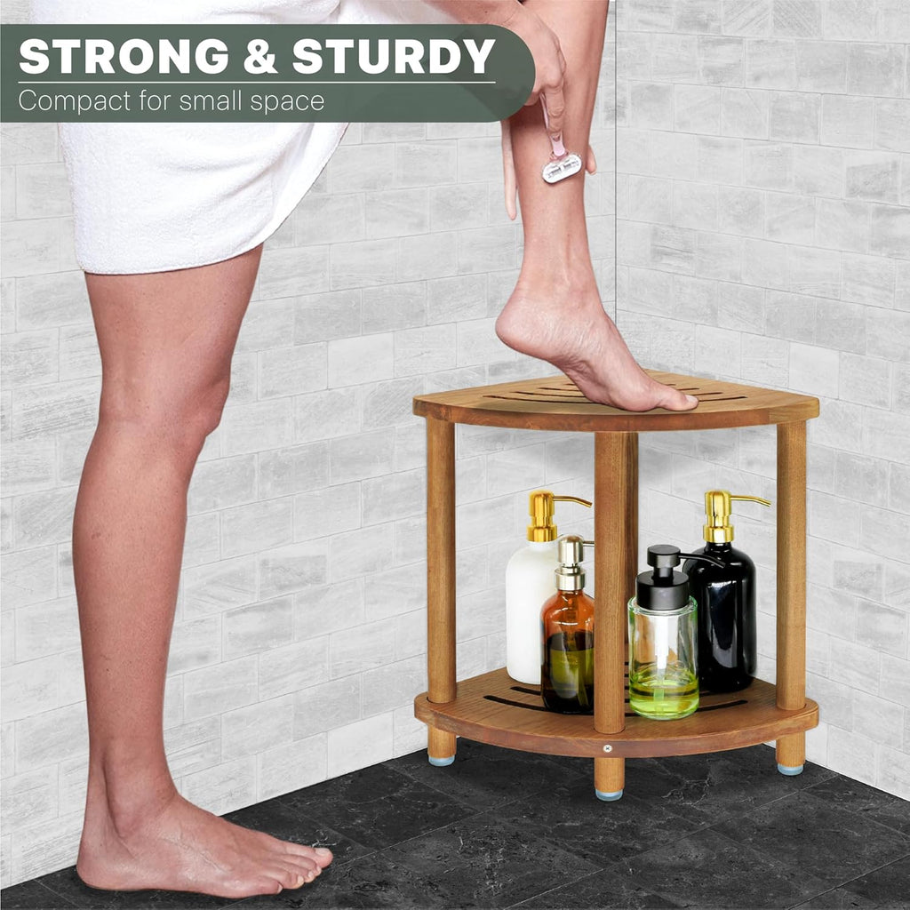 Corner Shower Stool 16 inch - Shower Seat for Inside Shower, Bath Seat, Spa Foot Rest W840096