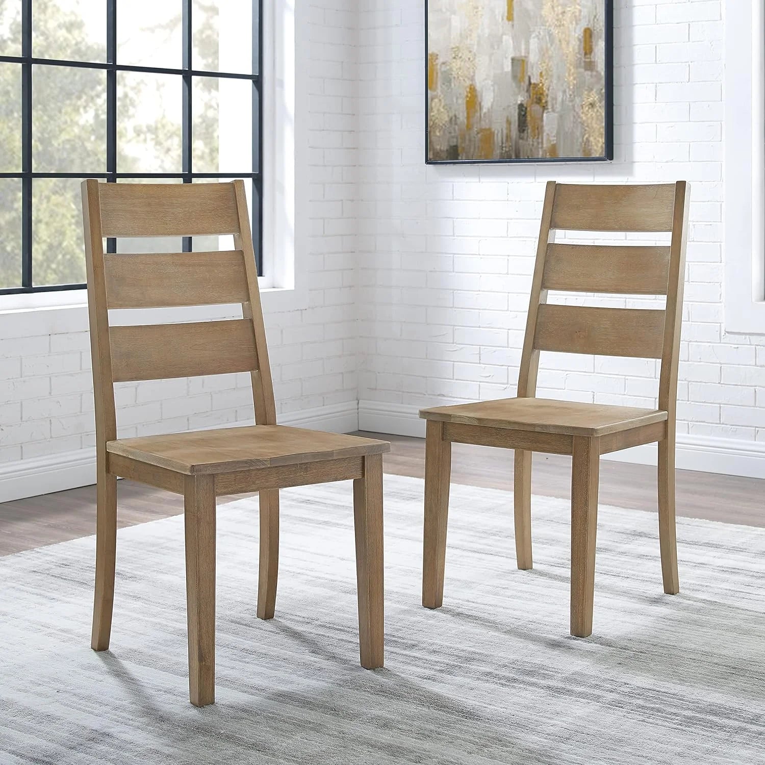 Joanna 2-Piece Ladder Back Dining Chair Set, Rustic Brown R5313