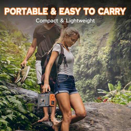 Portable Solar Generator 300W Power Station with 60W Solar Panel, 280Wh Lithium Battery, Orange V705728