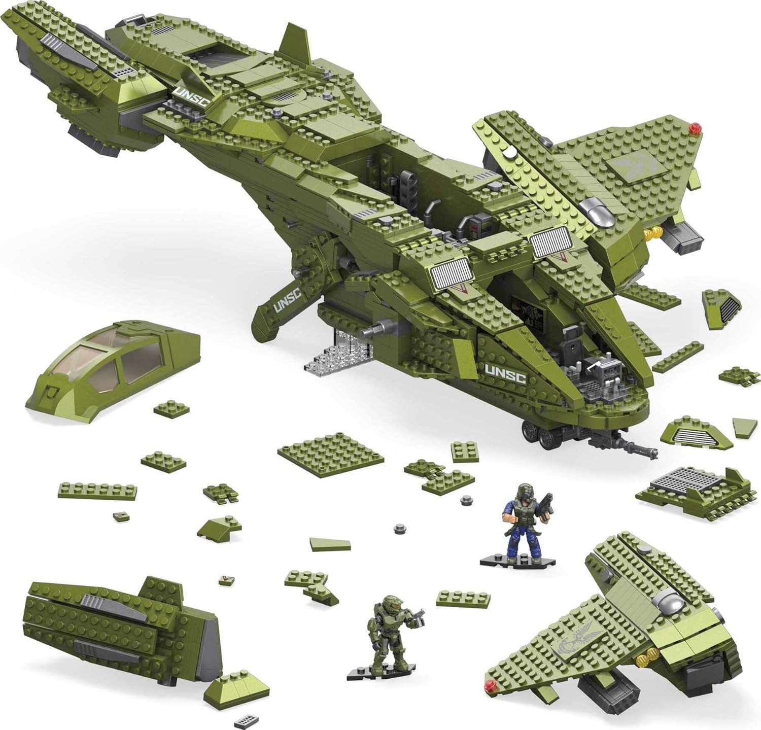 MEGA Halo Pelican Inbound Vehicle Building Set, 2024 Pieces, 3 Micro Figures H622
