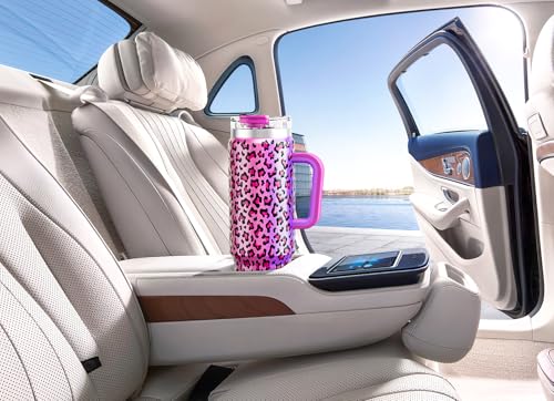Meoky 40 oz Insulated Tumbler with Handle and Straw, Stainless Steel, Leak Proof W100