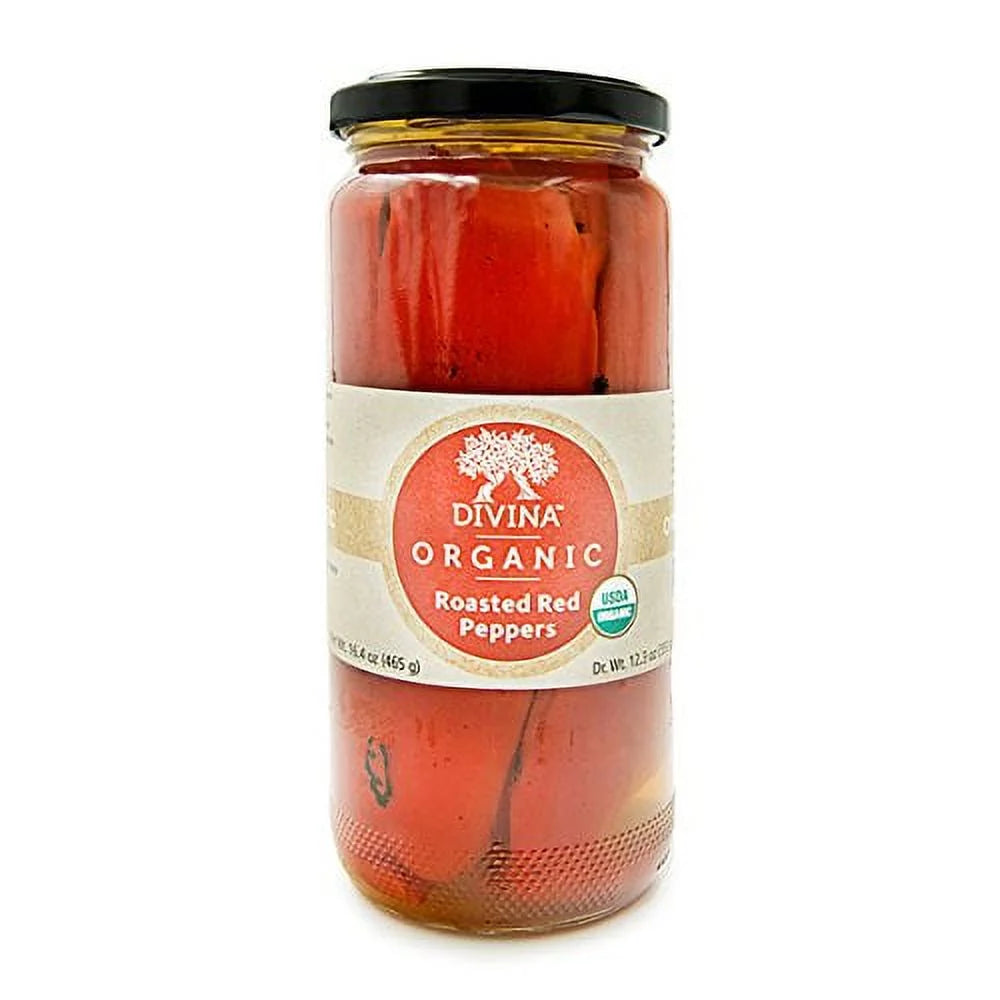 Divina, Organic Fire Roasted Sweet Peppers - Case of 6 - 16.2 OZ