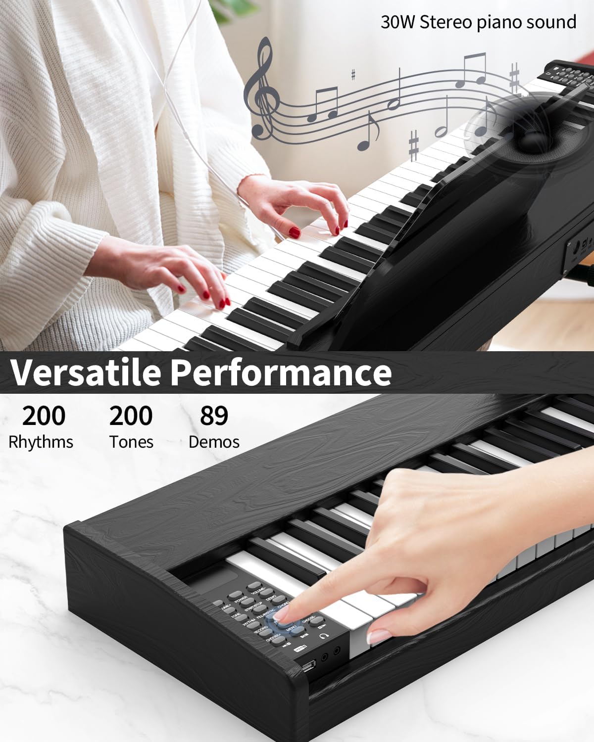 88 Key Digital Piano Keyboard, Weighted Hammer Action, Triple Pedal O180