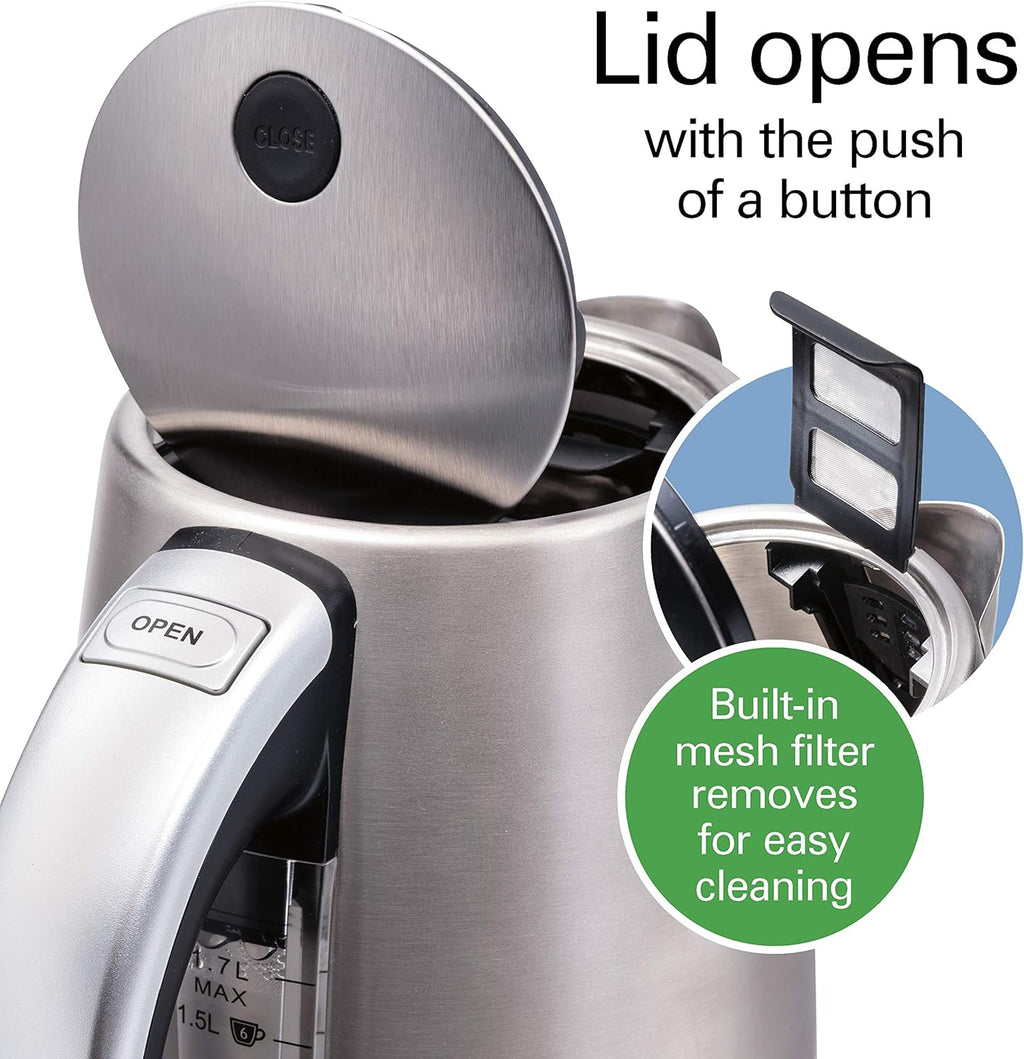 Hamilton Beach Professional Digital Electric Tea Kettle, 1.7 Liter, Silver P390