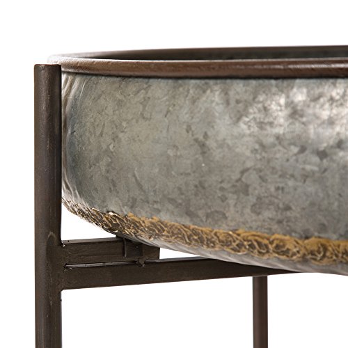 Glitzhome Set of 2 Metal End Table with Removable Galvanized Tray A3478