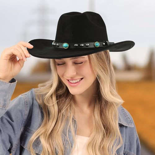 Women's Suede Western Cowgirl Hat with Wide Brim S6037