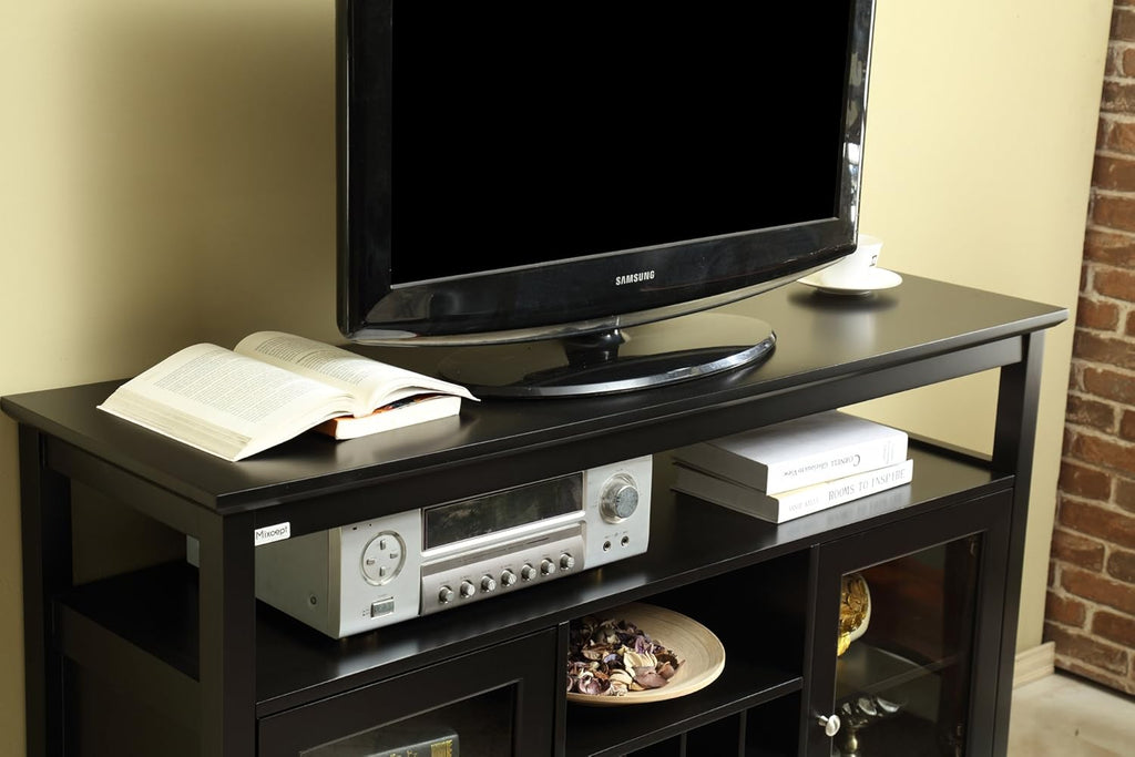 52" Wooden Sideboard with Wine Rack and Adjustable Shelves, Black O356300