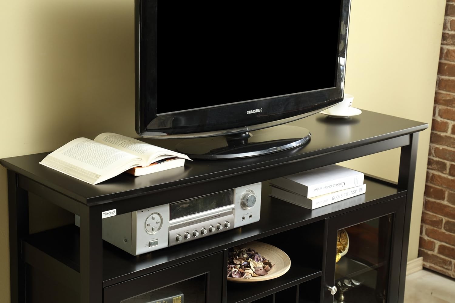 52" Wooden Sideboard with Wine Rack and Adjustable Shelves, Black O356300