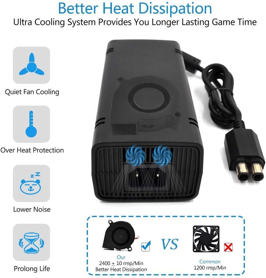 Xbox 360 Slim AC Adapter Power Supply with Cord U38126