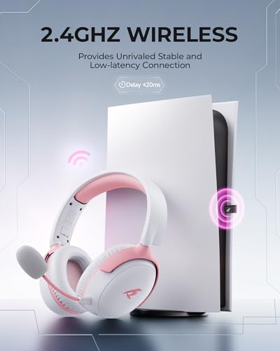 Wireless Gaming Headset 2.4GHz Bluetooth for PS5 PC PS4 Mac Black Red N62534