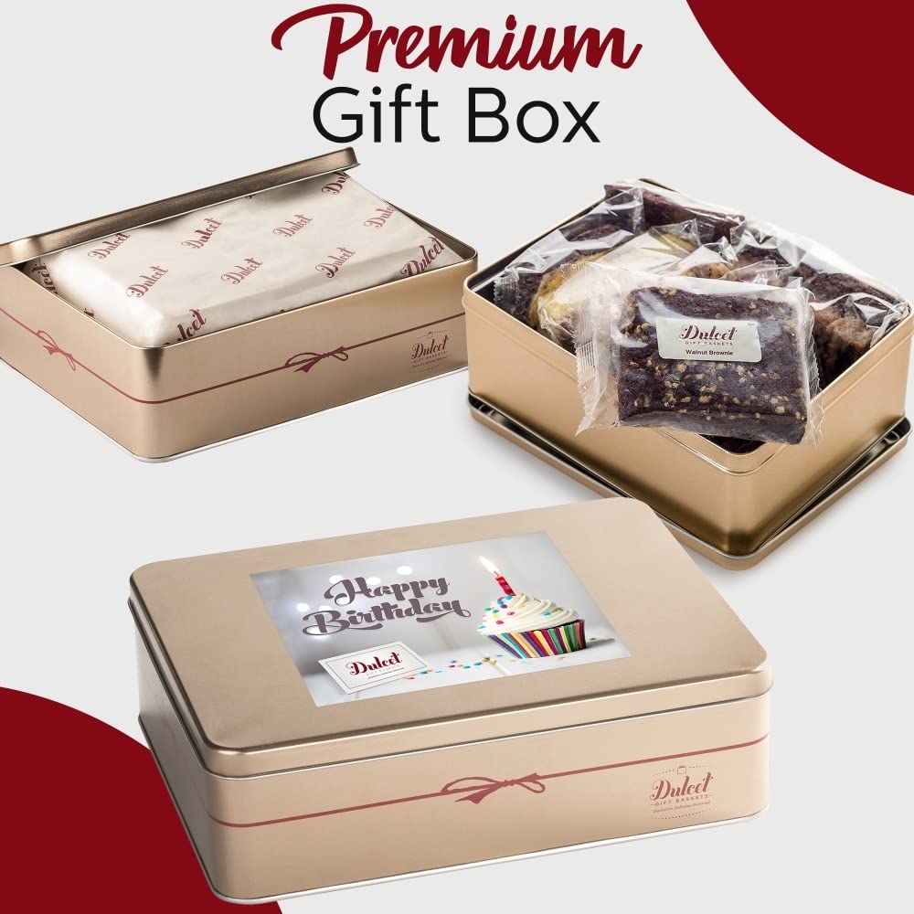 Dulcet Gift Baskets Happy Birthday Sampler Tin with Brownies, Cookies, Whoopie Pie S16361