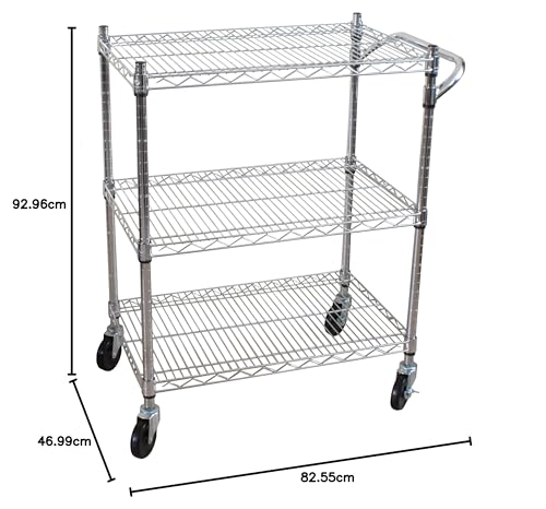 Oceanstar 3-Tier Heavy Duty Utility Cart, Chrome Q63941
