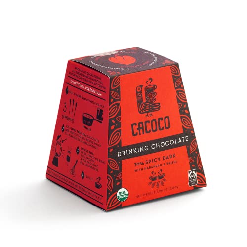 70% Spicy Dark Drinking Chocolate - Certified Organic Hot Cacao/Fair Trade Cocoa - by CACOCO (7.05 ounces) …