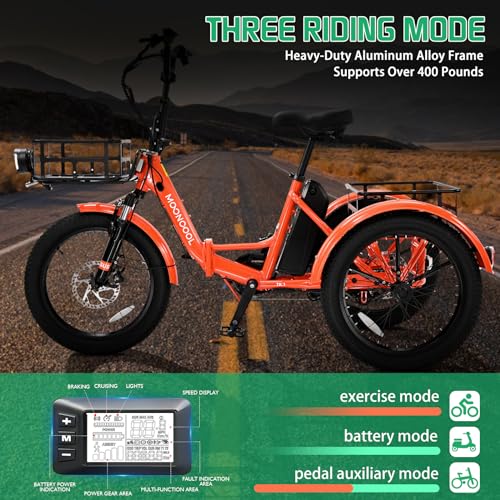 ABORON Electric Tricycle for Adults, 20" Aluminum E-Trike, 500W, 48V 14.5Ah, Front Suspension F959393
