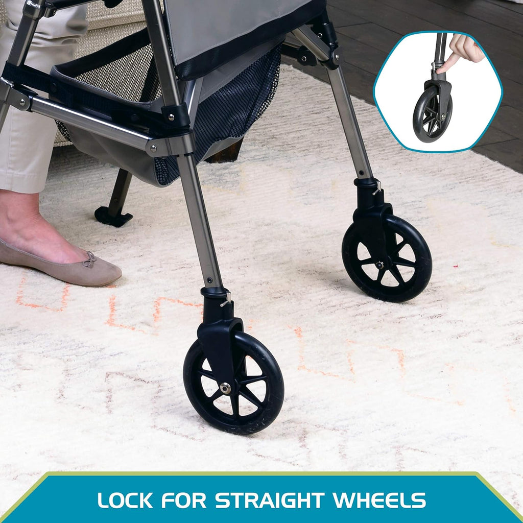 Able Life Locking Swivel Front Wheel Kit 6-Inch Replacement Walker Wheels, Set of 2 T41319