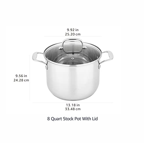 Amazon Basics Stainless Steel Stock Pot with Lid, 8 Quart J4927