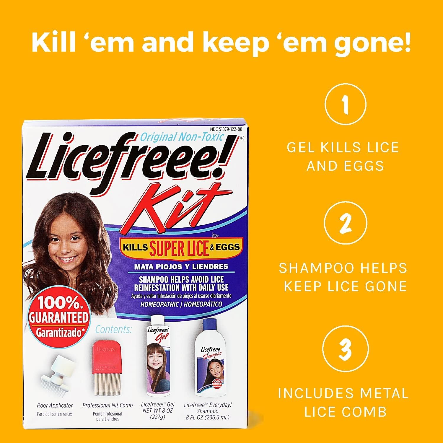 Tec Labs Licefreee Kit Complete Lice Treatment with Nit Comb, 4 Piece Set W121