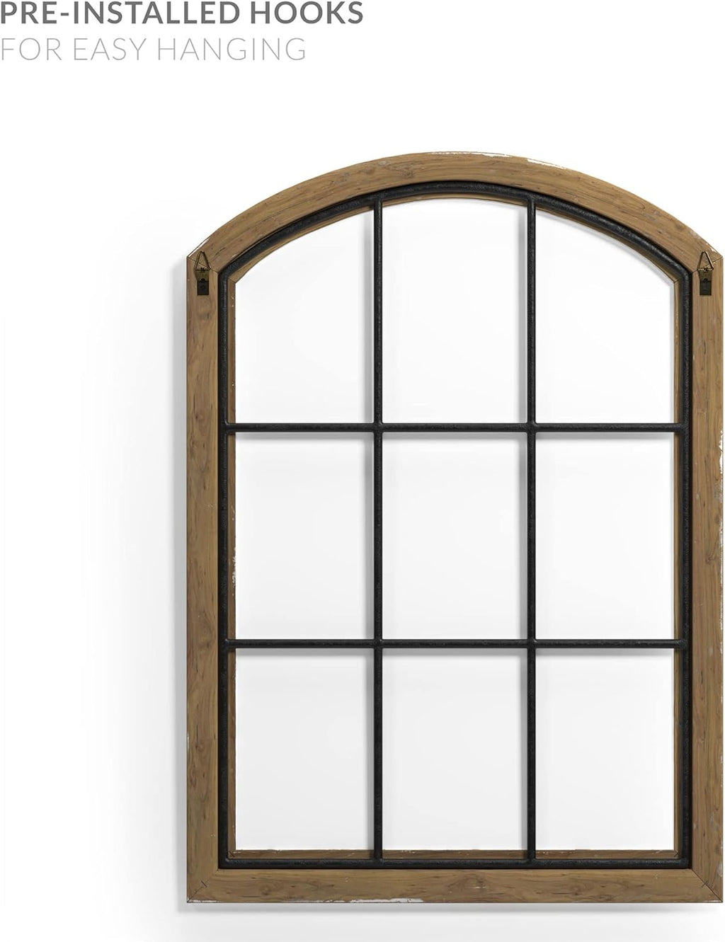 Barnyard Designs Rustic Wood and Metal Farmhouse Window Frame Wall Decor, White (2) Y11073