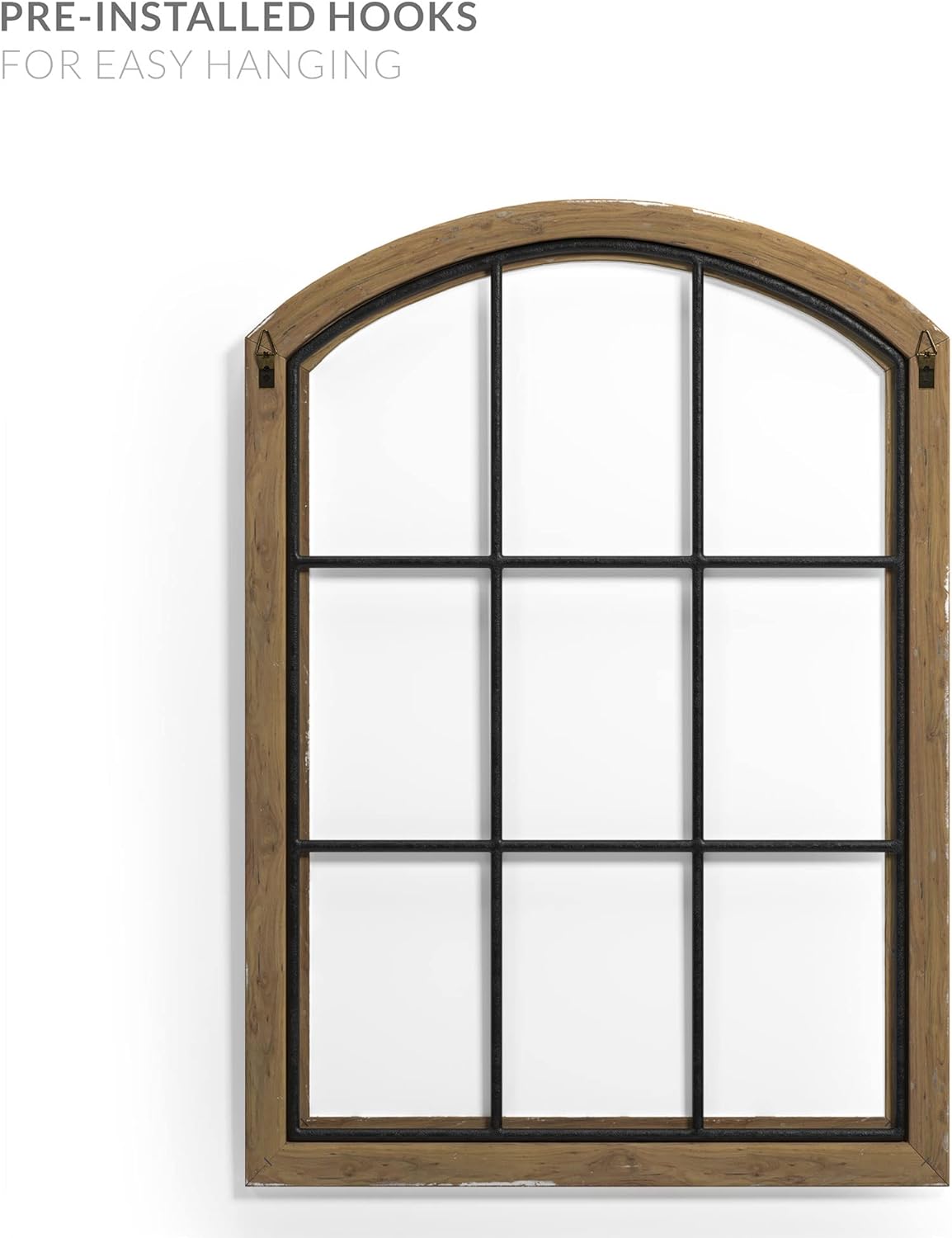 Barnyard Designs Rustic Wood and Metal Farmhouse Window Frame Wall Decor, White (2) Y11073