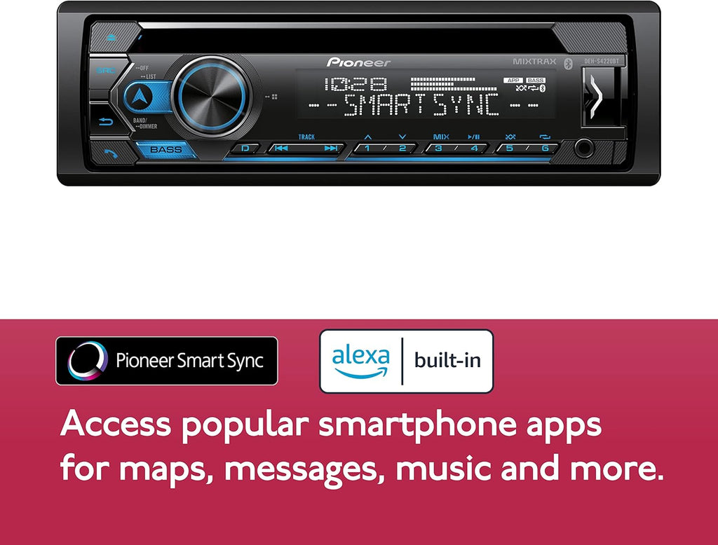 Pioneer DEH-S4220BT Single-Din Bluetooth CD Receiver with USB/AUX Inputs K606357