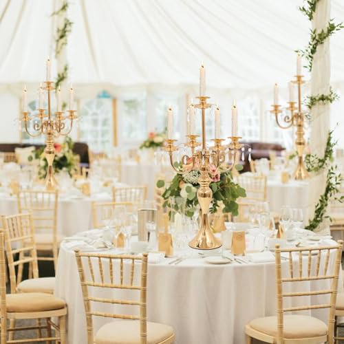 2Pcs 20" Crystal Candelabra Candle Holders for Wedding Centerpiece Decor (Black) O837
